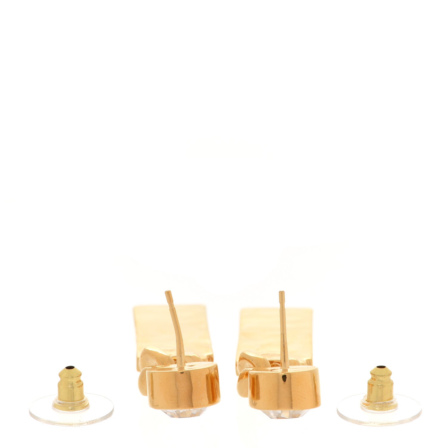 Chanel Crystal Tag Drop Earrings Gold 3 of 5