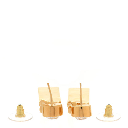 Chanel Crystal Tag Drop Earrings Gold 3 of 5
