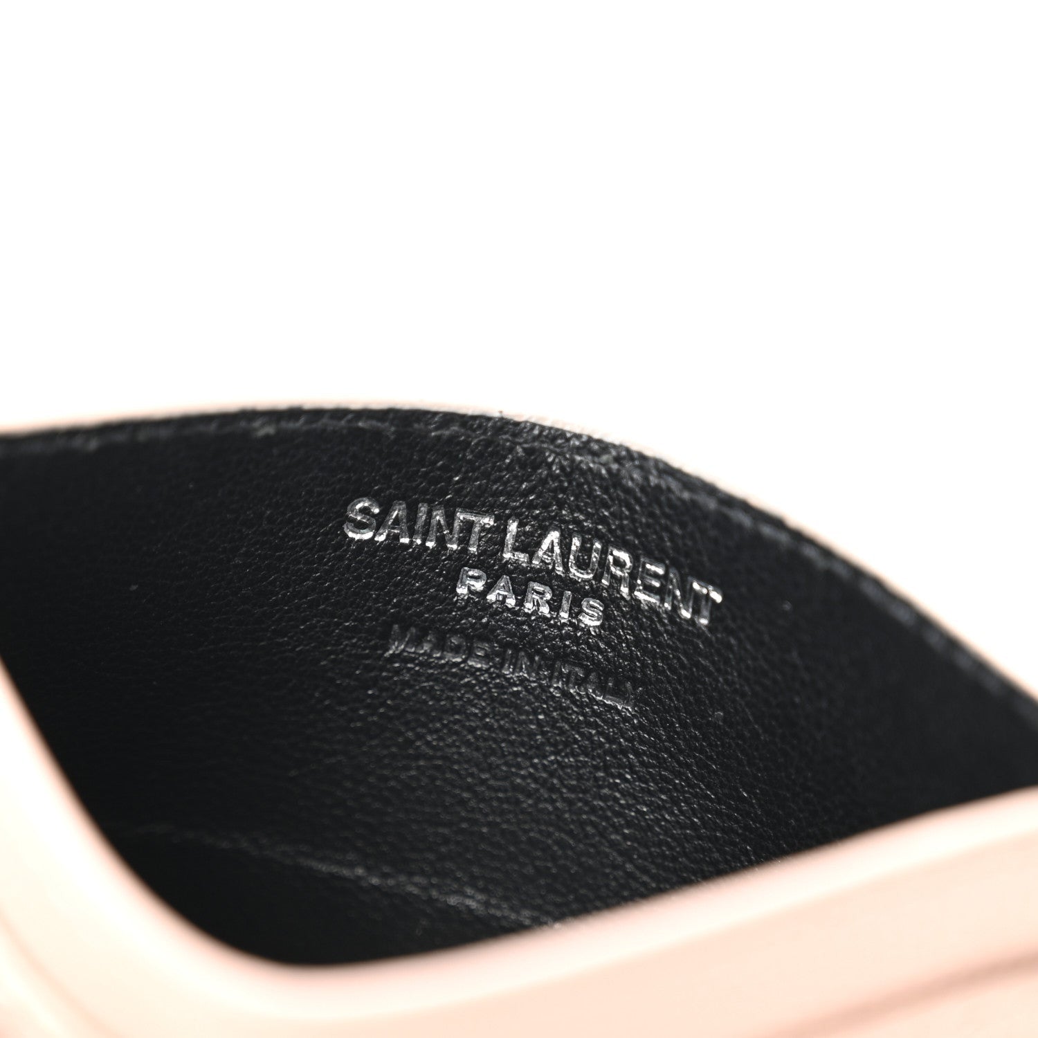 Saint Laurent Grain De Poudre Matelasse Chevron Monogram Credit Card Case Pale Pink 6 of 7