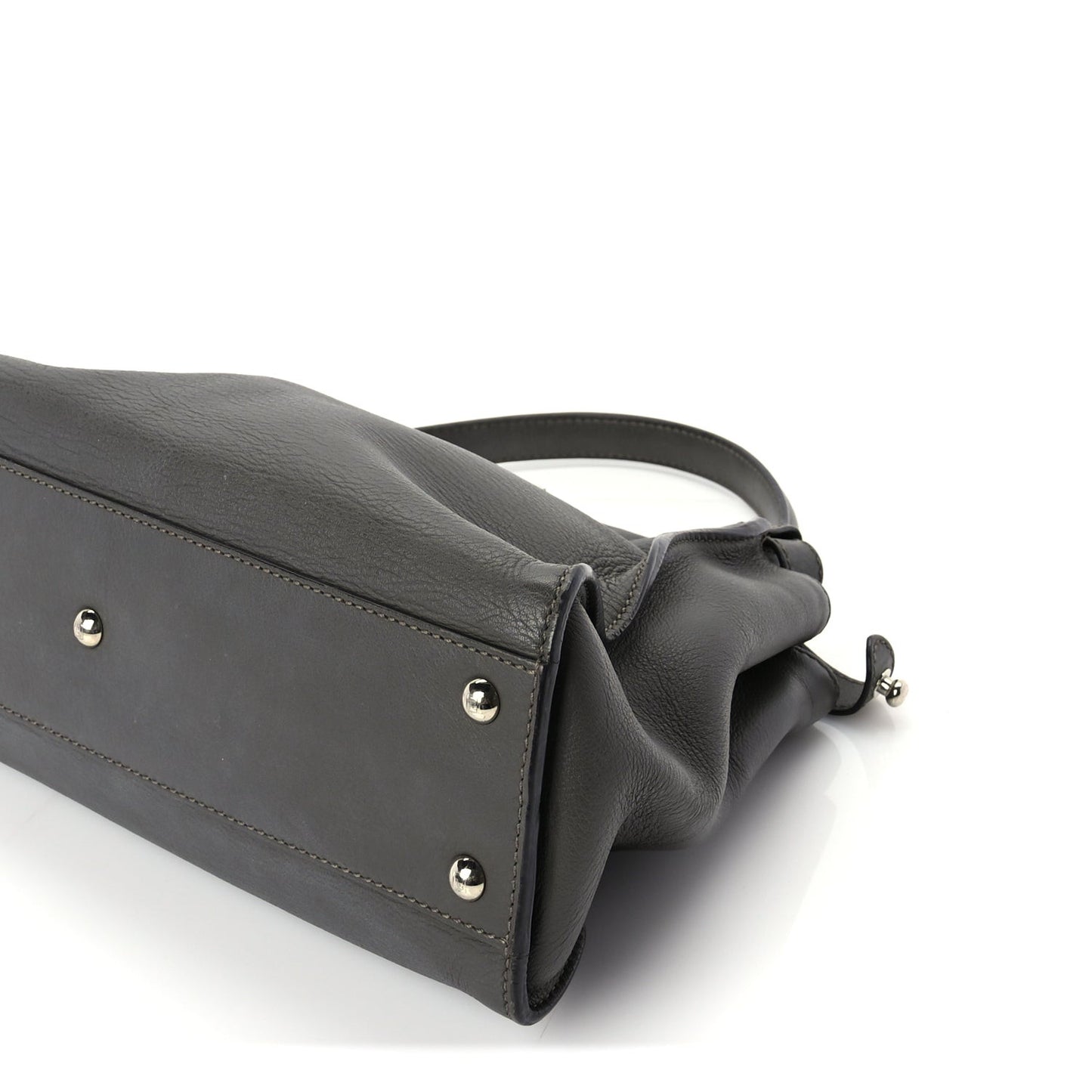 Vitello Seta Shiny Nappa Medium Peekaboo Iconic Satchel  Carbone Grigio Polvere