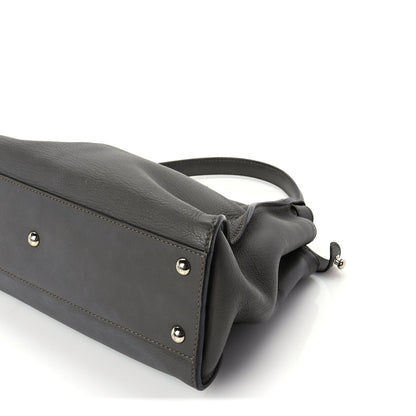 Fendi Vitello Seta Shiny Nappa Medium Peekaboo Iconic Satchel  Carbone Grigio Polvere 8 of 8