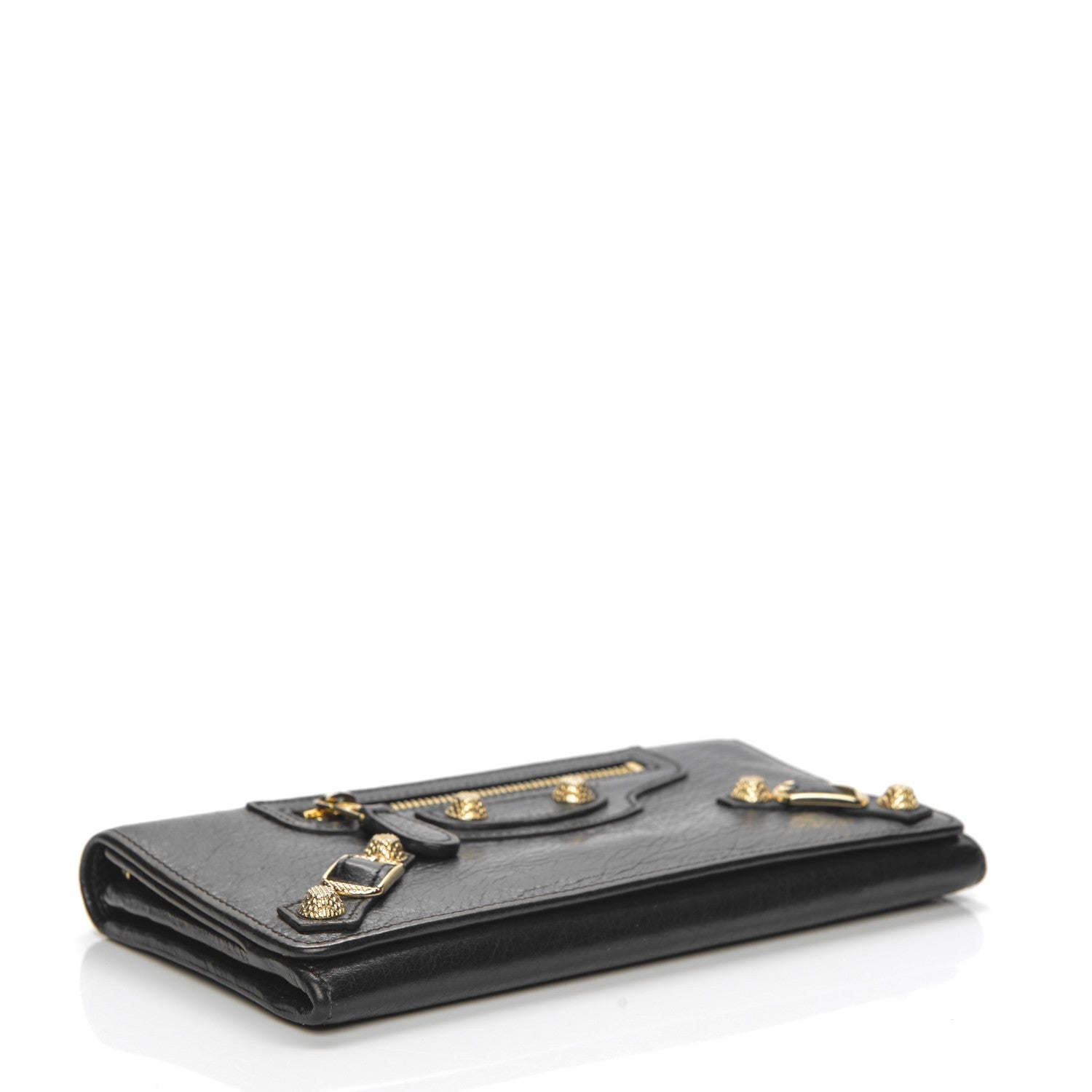 Balenciaga Agneau Giant 12 Gold Hardware Money Wallet Black 4 of 7