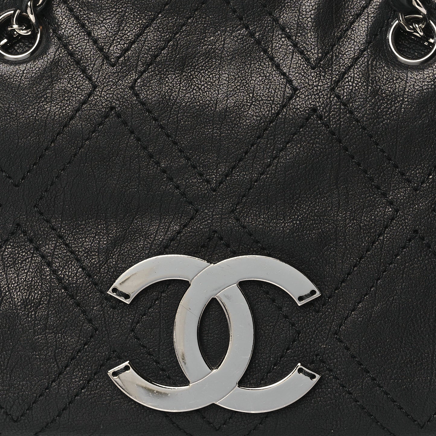 Calfskin Small Diamond Stitch Tote Black