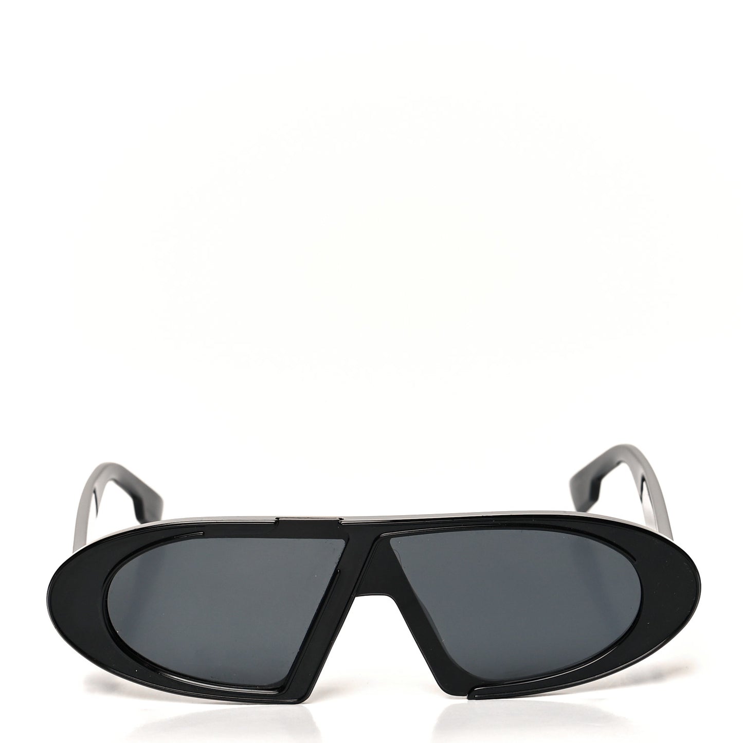 Acetate Oblique Oval Sunglasses Black