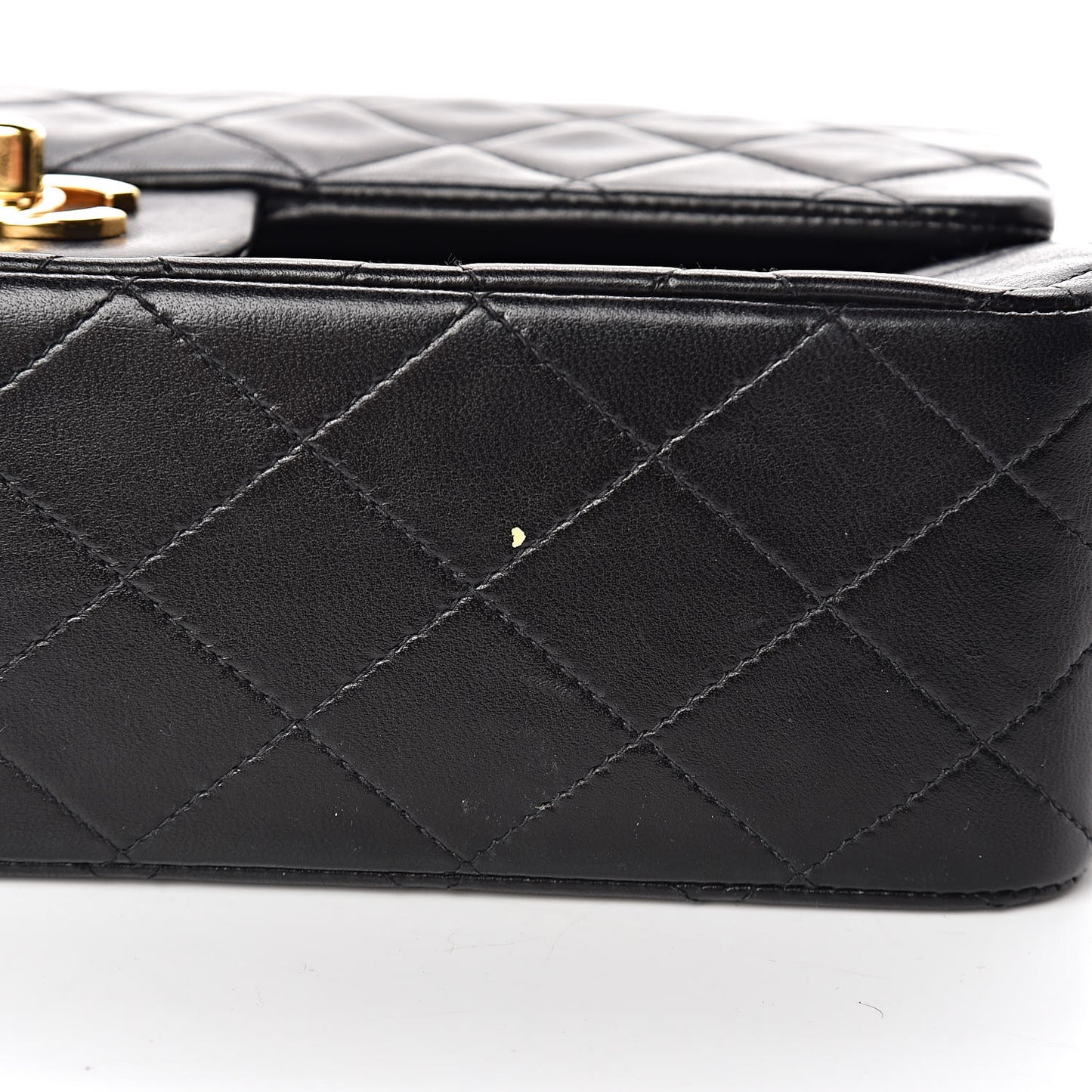 Lambskin Quilted Medium Double Flap Black