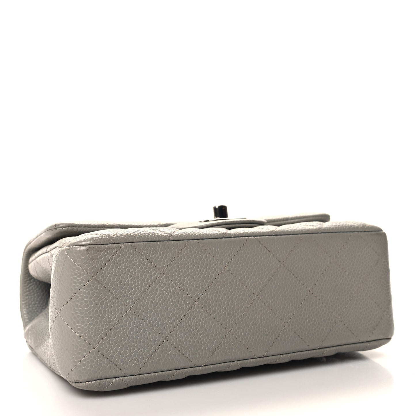 Caviar Quilted Mini Rectangular Flap Light Grey