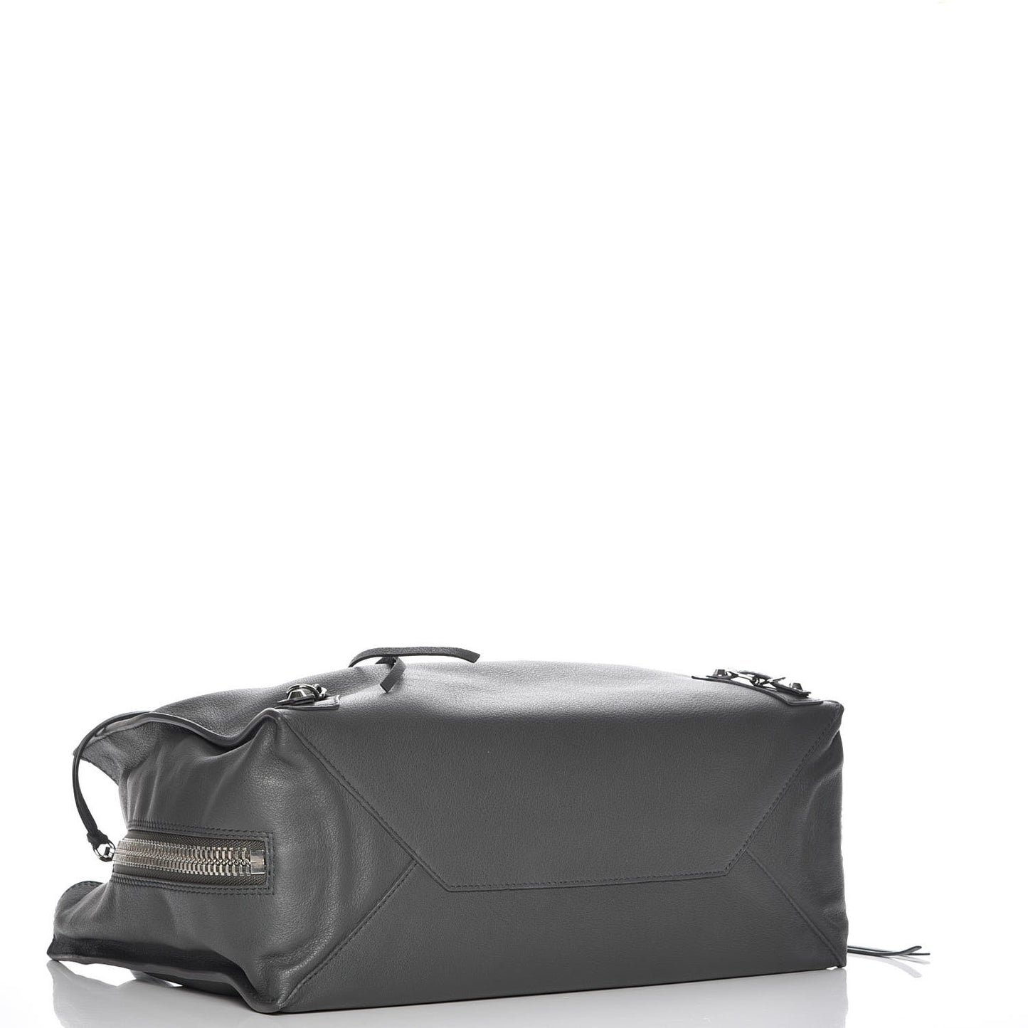 Veau Papier B4 Zip Around Tote Gris Fossile