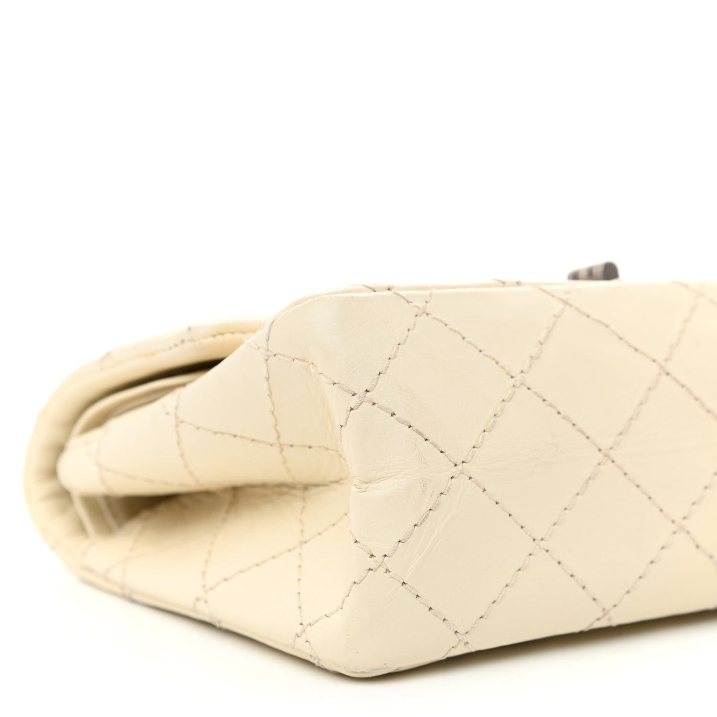 Aged Calfskin Quilted 2.55 Reissue Mini Flap White