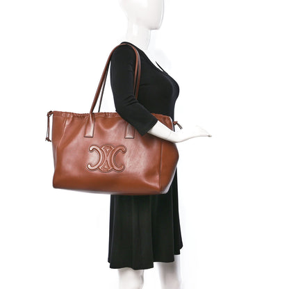 Celine Smooth Calfskin Cuir Triomphe Cabas Drawstring Tan 2 of 12