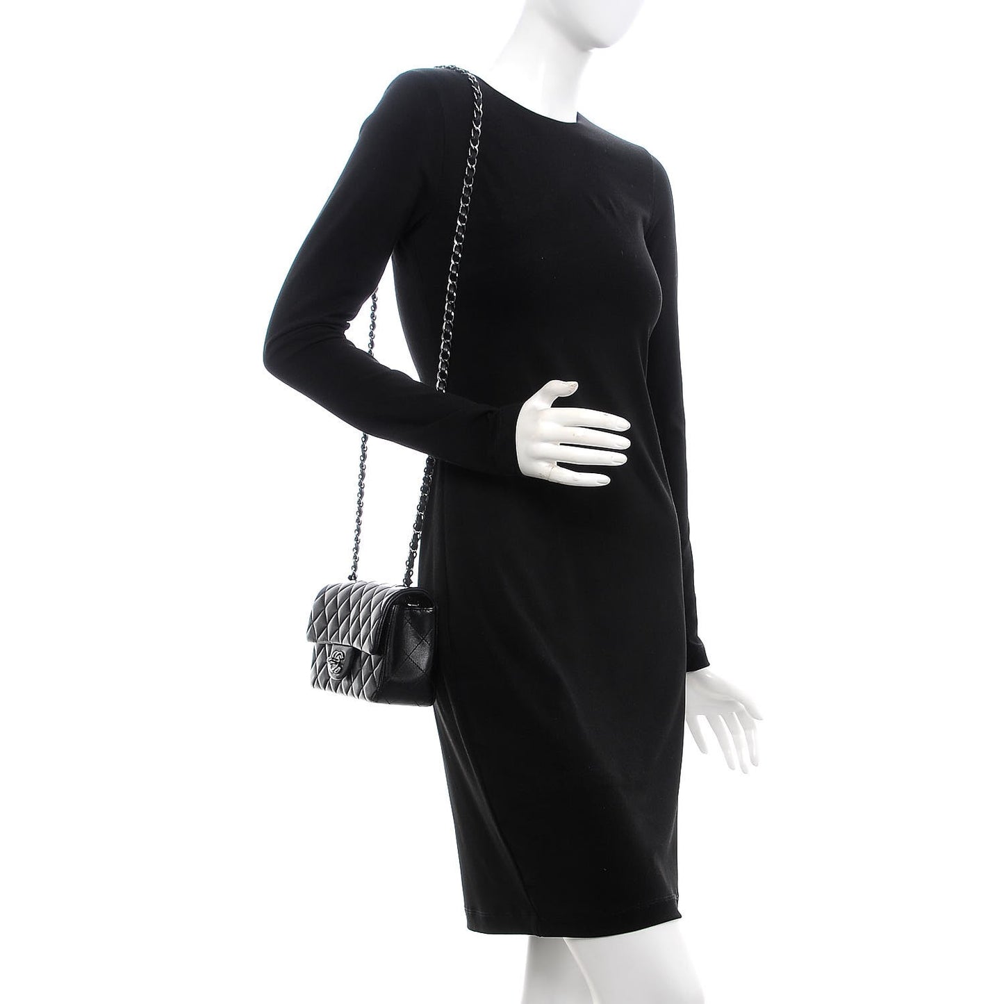 Lambskin Quilted Mini Rectangular Flap Black