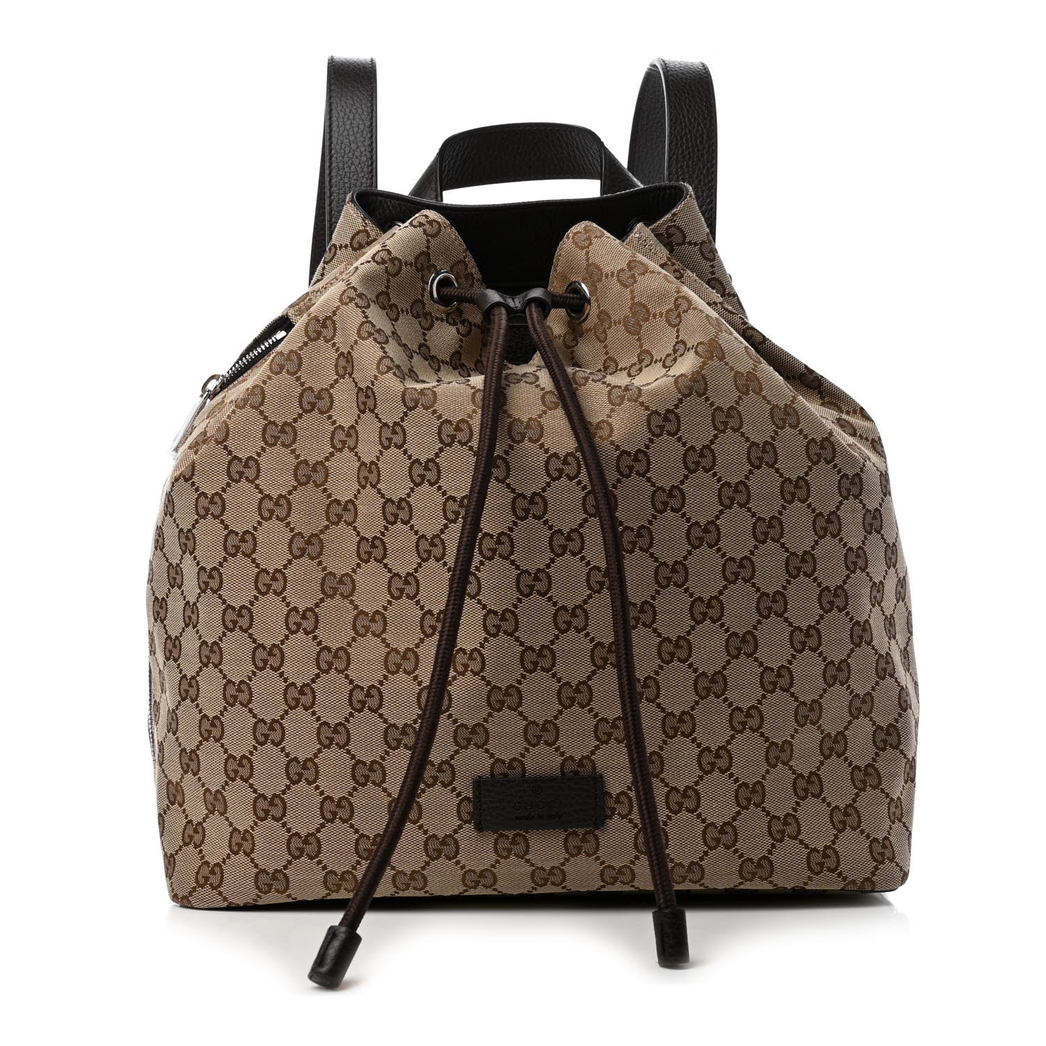 Gucci Monogram Dollar Calfskin O Drawstring Backpack Beige Ebony Testa di Moro Dark Chocolate 1 of 4