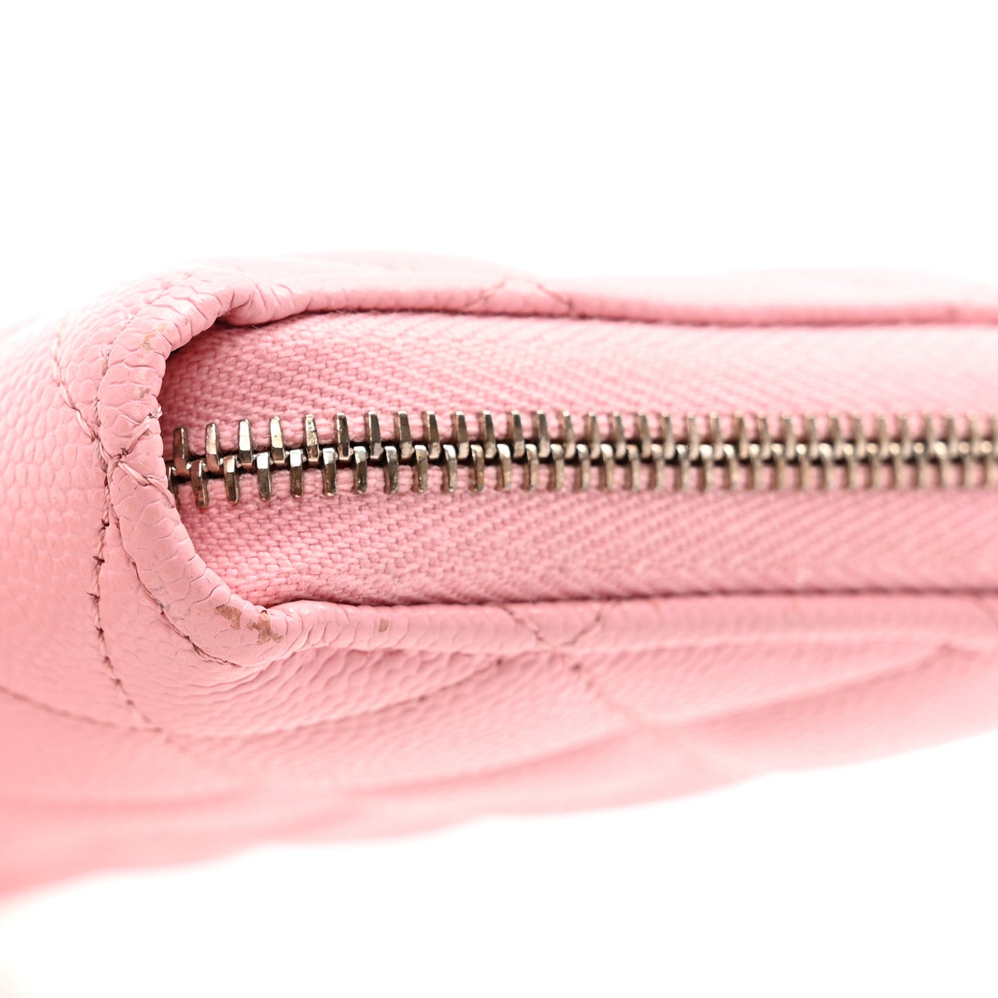 Caviar Quilted Large Gusset Zip Around Wallet Pink