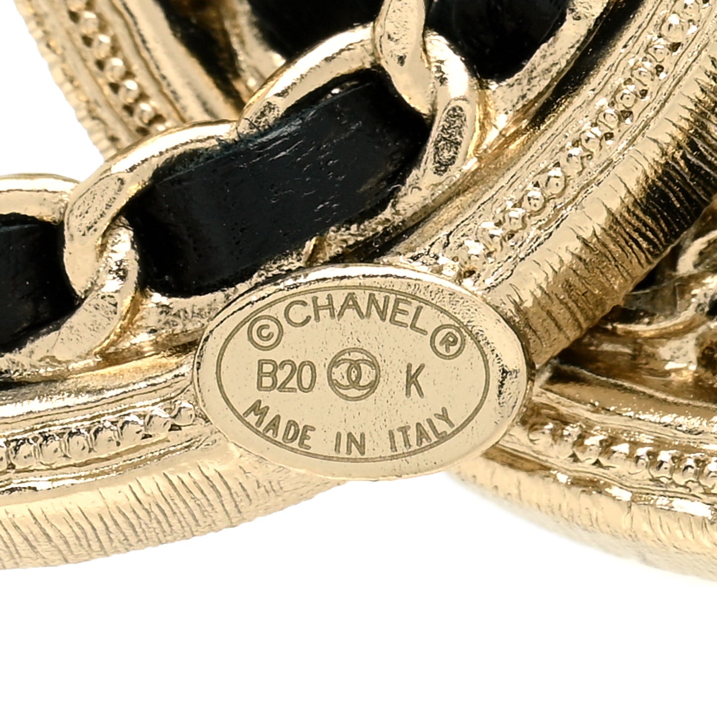 Lambskin Crystal CC Chain Brooch Black Gold