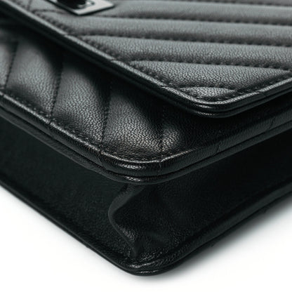 Chanel Sheepskin Chevron Reissue Wallet On Chain WOC So Black 11 of 12