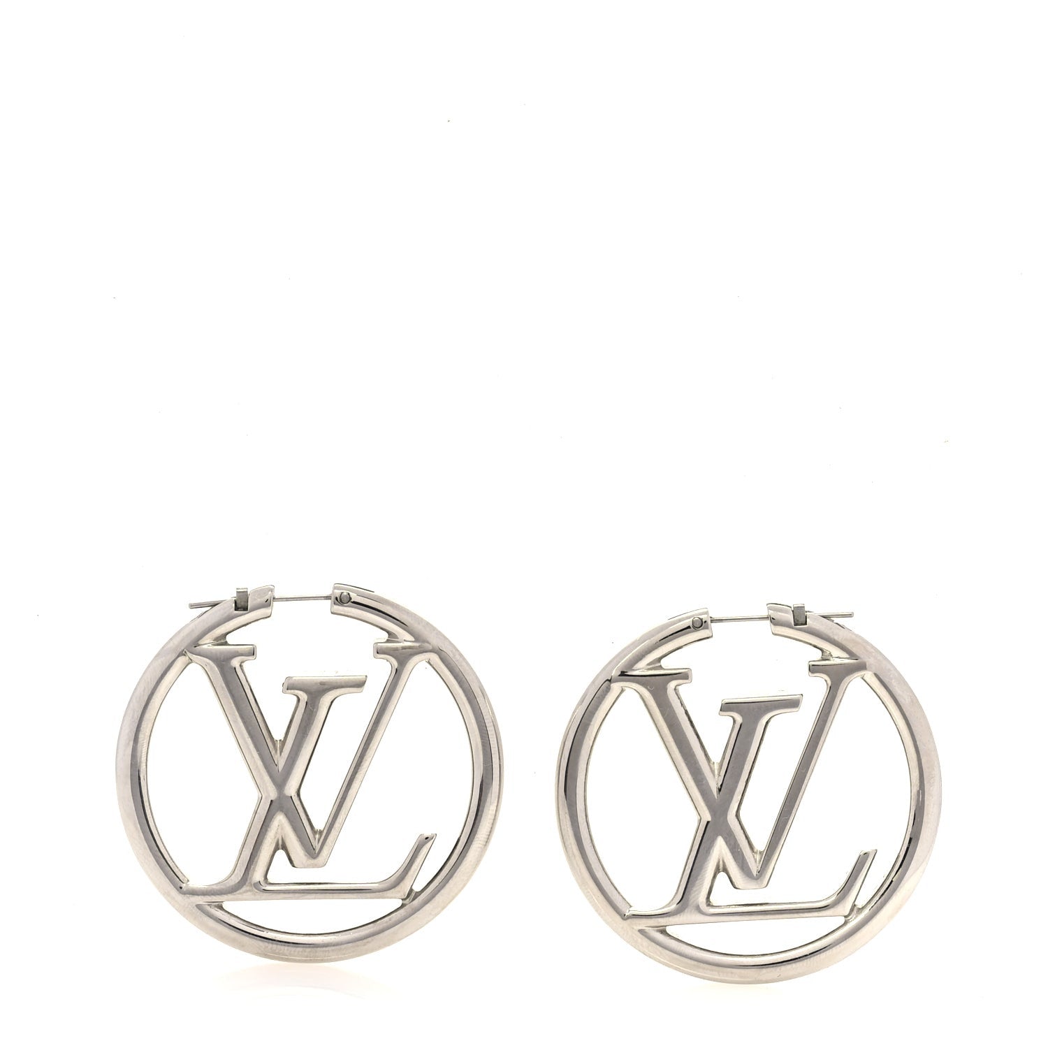 Louis Vuitton Palladium Louise Hoop Earrings Silver 1 of 3