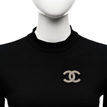 Chanel Crystal CC Brooch Gold 2 of 5