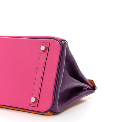 Hermes Chevre Horseshoe Birkin 30 Rose Shocking Violet Orange 10 of 11