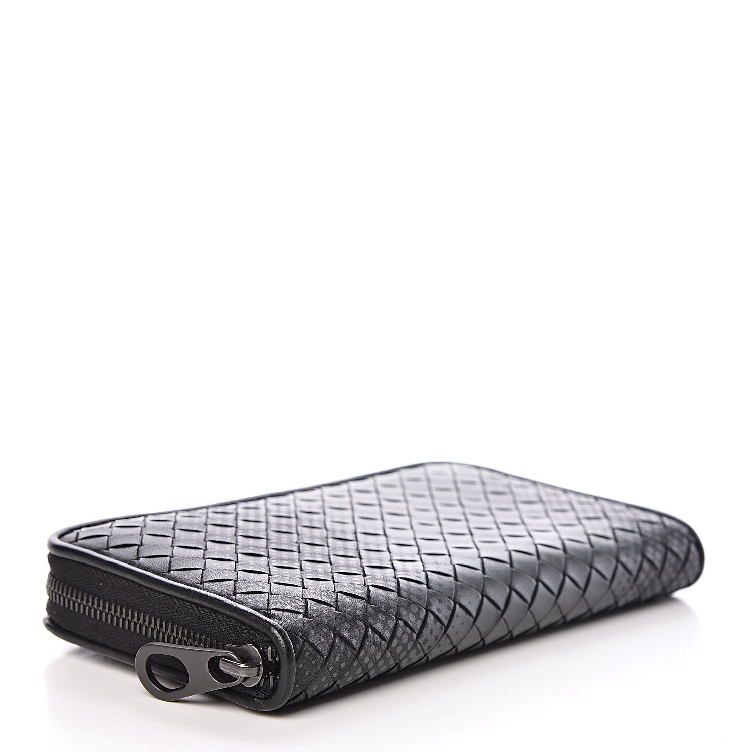 Bottega Veneta Nappa Intrecciato Gradient Spotted Zip Around Wallet Black Gray 4 of 13