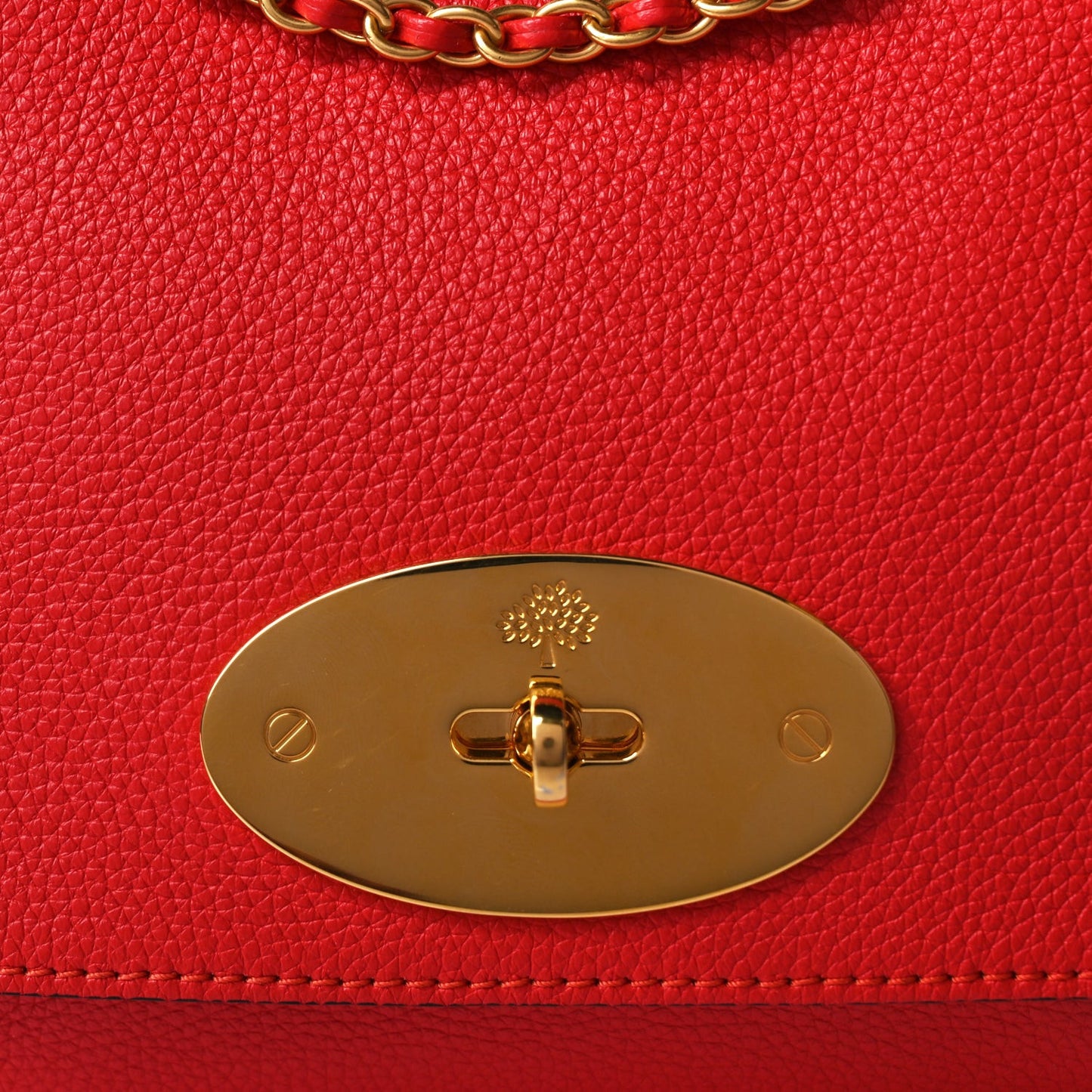 Small Classic Grain Calfskin Small Lily Flap Fiery Red