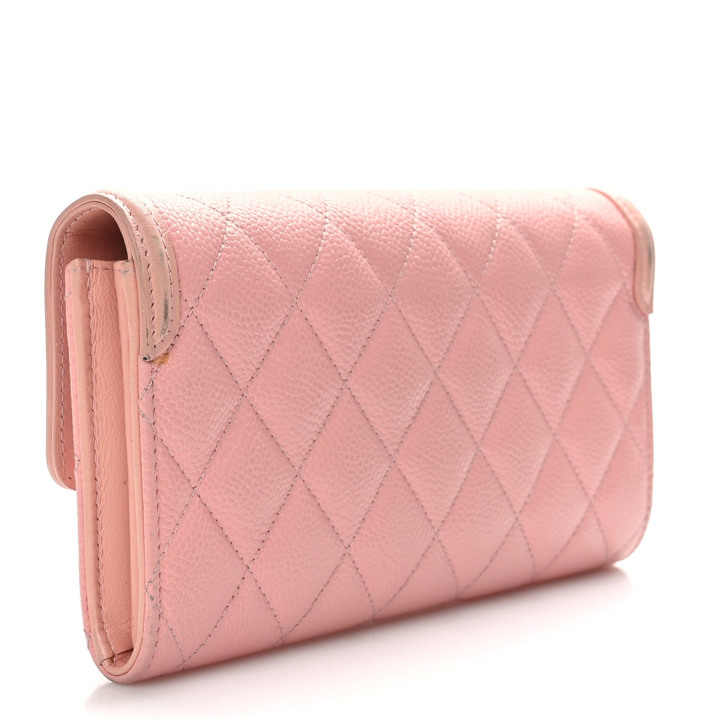 Chanel Caviar Quilted Large Filigree Gusset Flap Wallet Pink 3 of 12