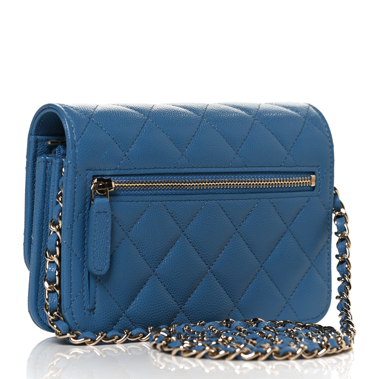 Chanel Caviar Quilted Mini Wallet On Chain WOC Blue 3 of 12