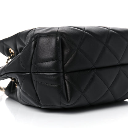 Chanel Lambskin Quilted Large CC Drawstring Bag Black 8 of 10