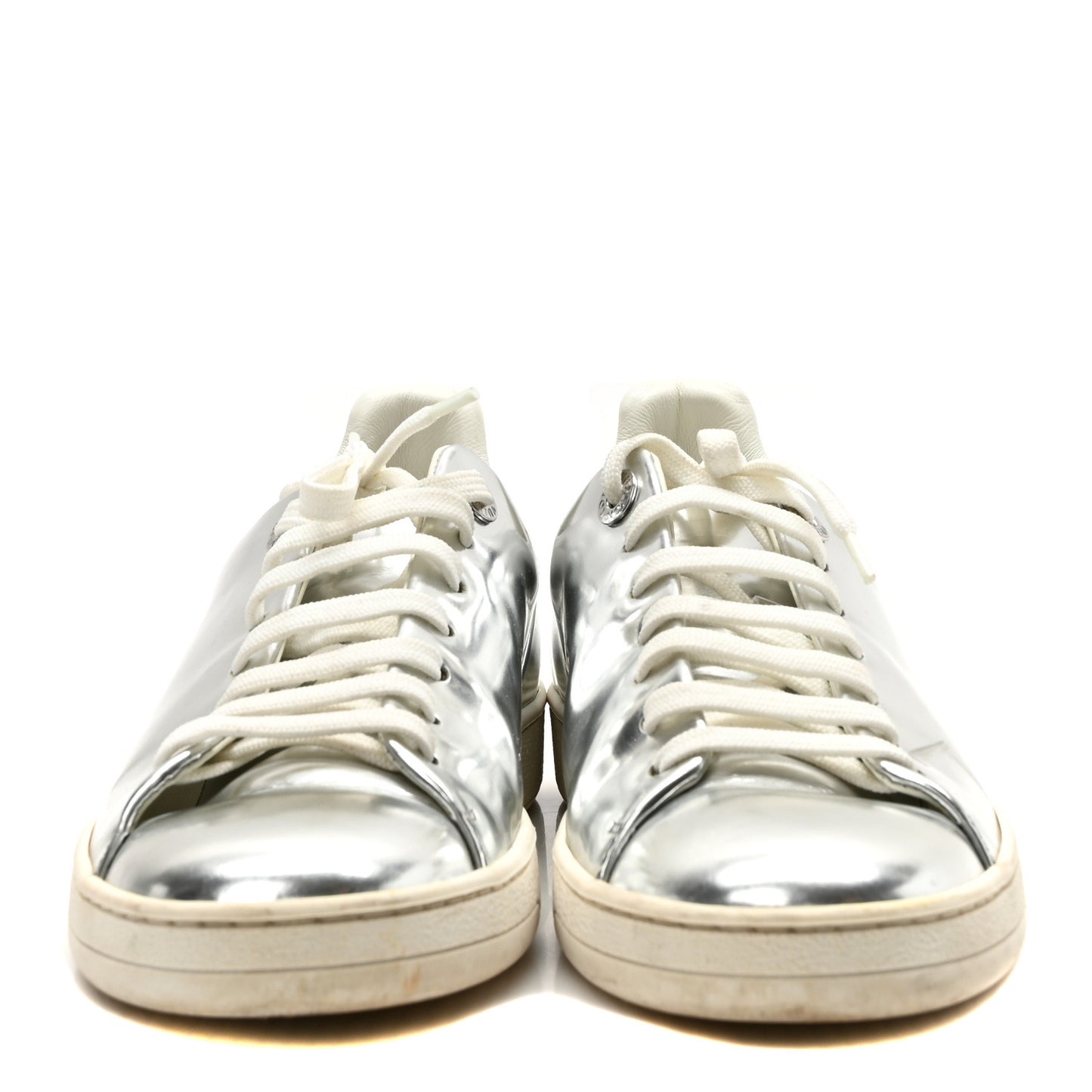 Metallic Calfskin Frontrow Sneakers 36.5 Silver