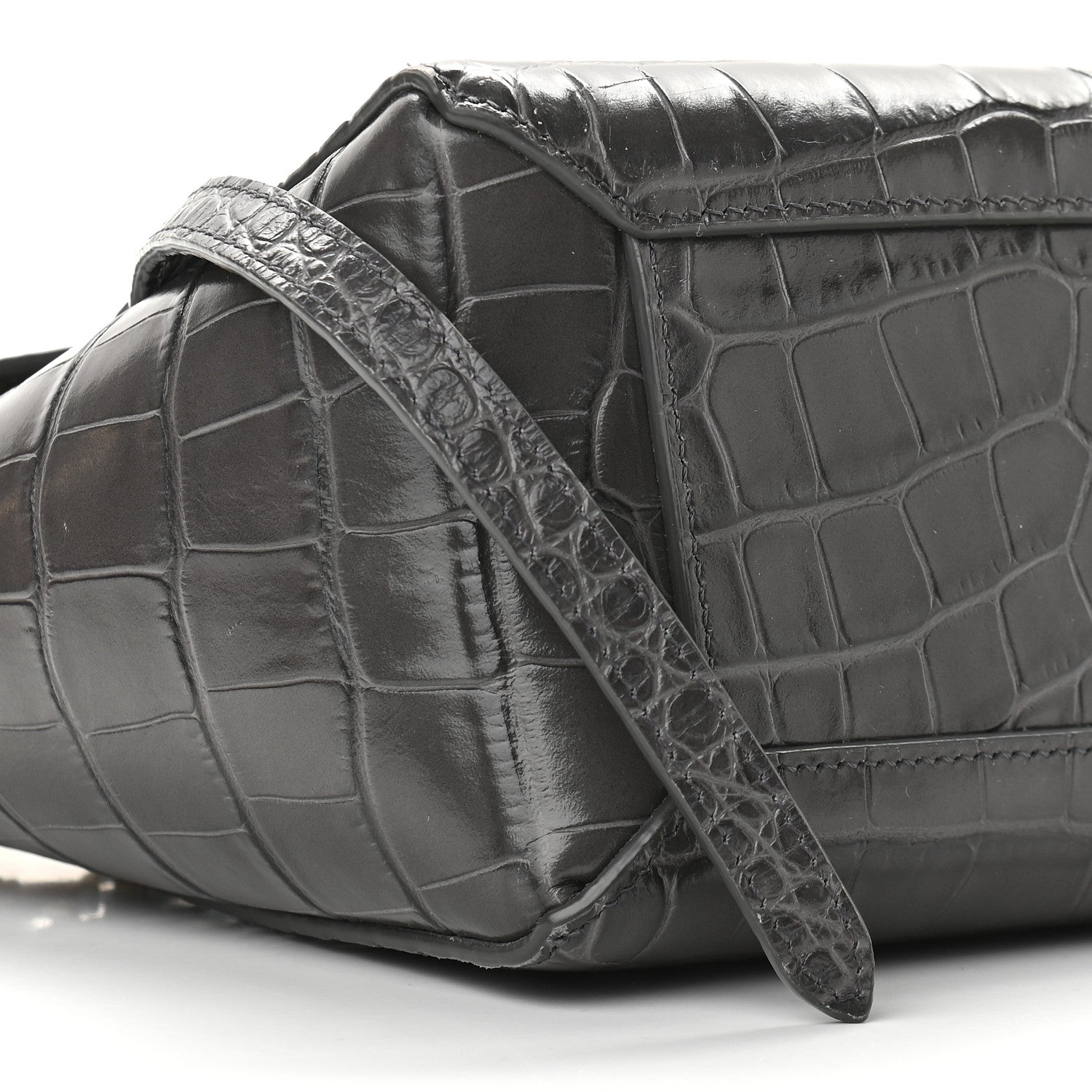 Celine Calfskin Crocodile Embossed Nano Belt Bag Grey 7 of 8