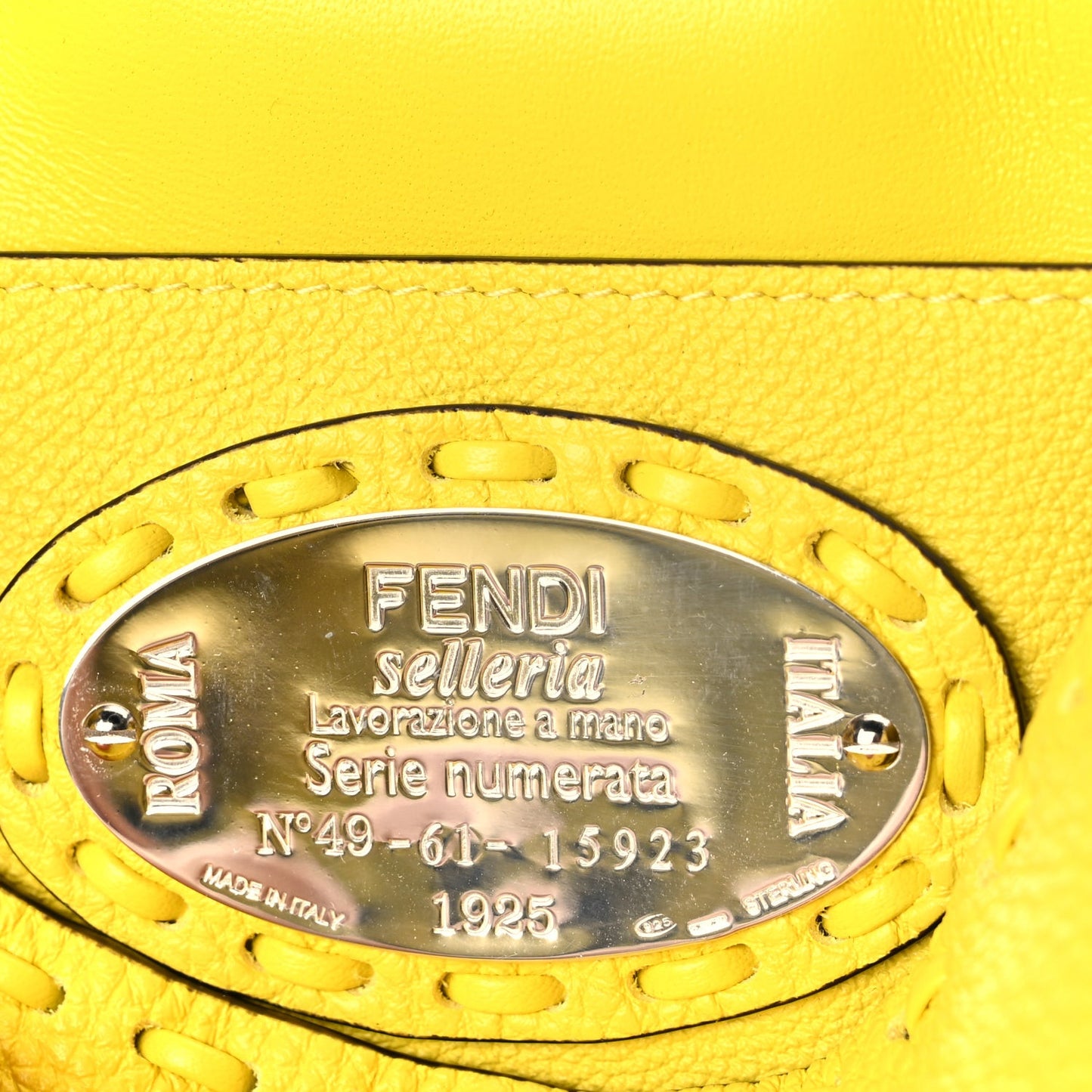 Cuoio Roma Sellerissima Nappa Sintetica Tape Stitch Mini Baguette Acid Yellow