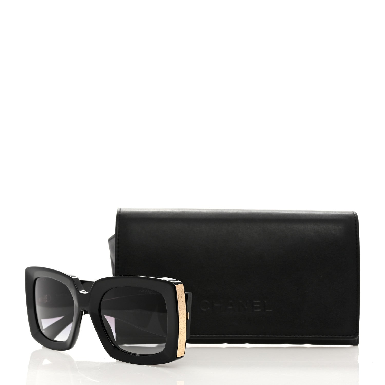 Chanel Acetate Rectangle Sunglasses 5435 Black 8 of 8