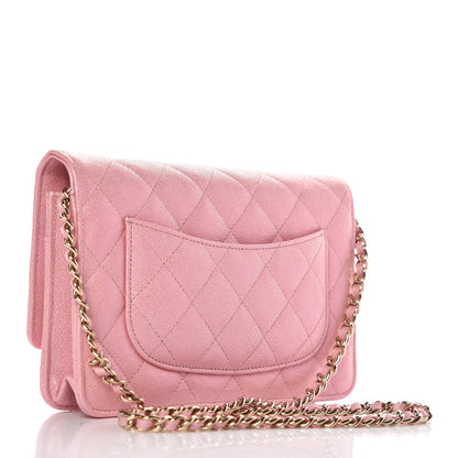 Chanel Iridescent Caviar Quilted Wallet on Chain WOC Rose Pink 3 of 9