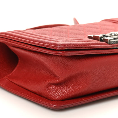 Chanel Caviar Quilted Small Boy Flap Dark Red 9 of 10