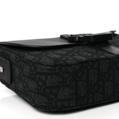 Christian Dior Oblique Jacquard Grained Calfskin Small Saddle Messenger Bag Black Oblique Monogram 8 of 9