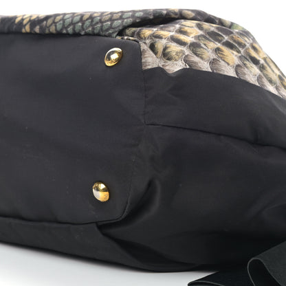 Prada Nylon Python Print Large Bow Bag Verde 8 of 9