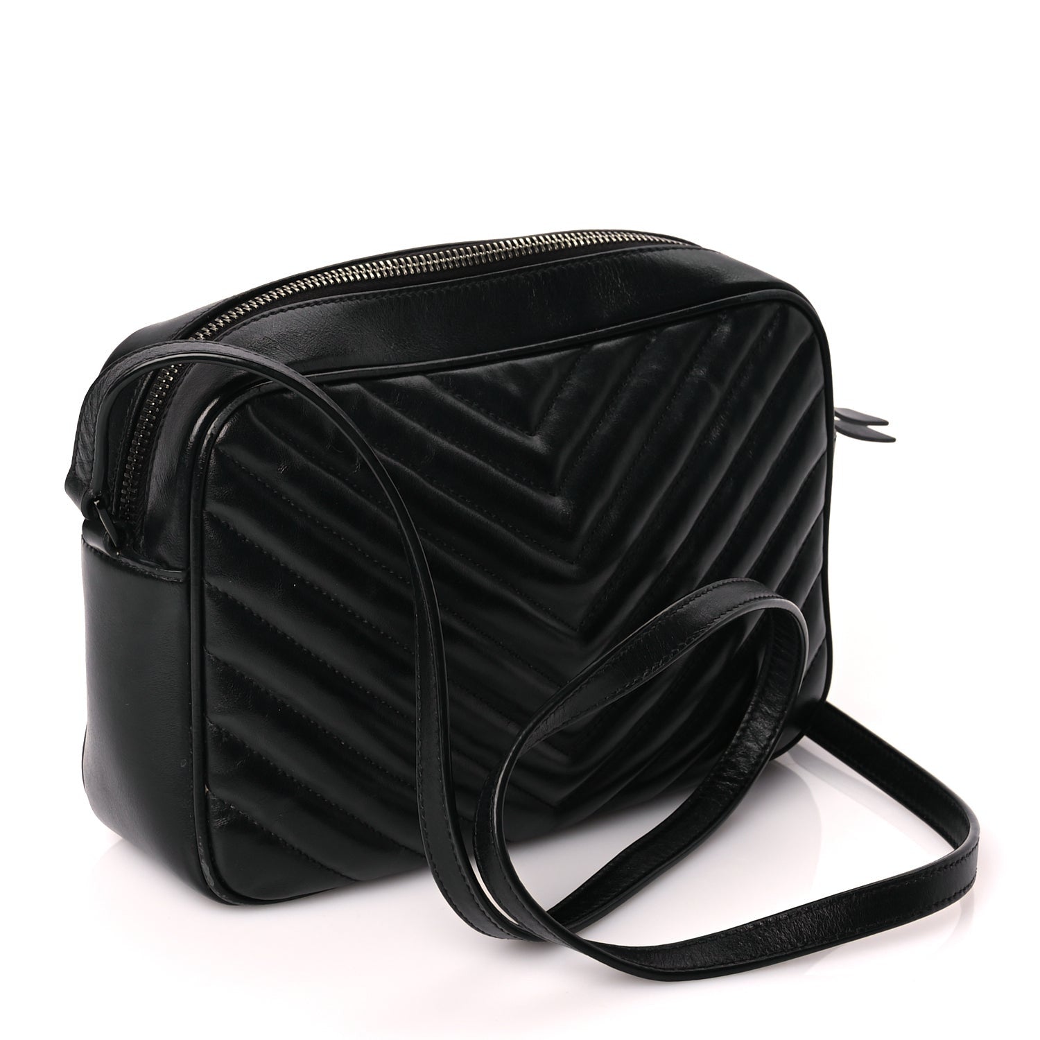Saint Laurent Calfskin Matelasse Monogram Monochrome Lou Camera Bag Black 2 of 8