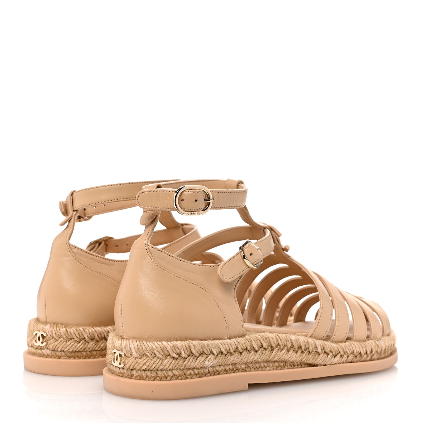 Lambskin Espadrille Sandals 39 Beige