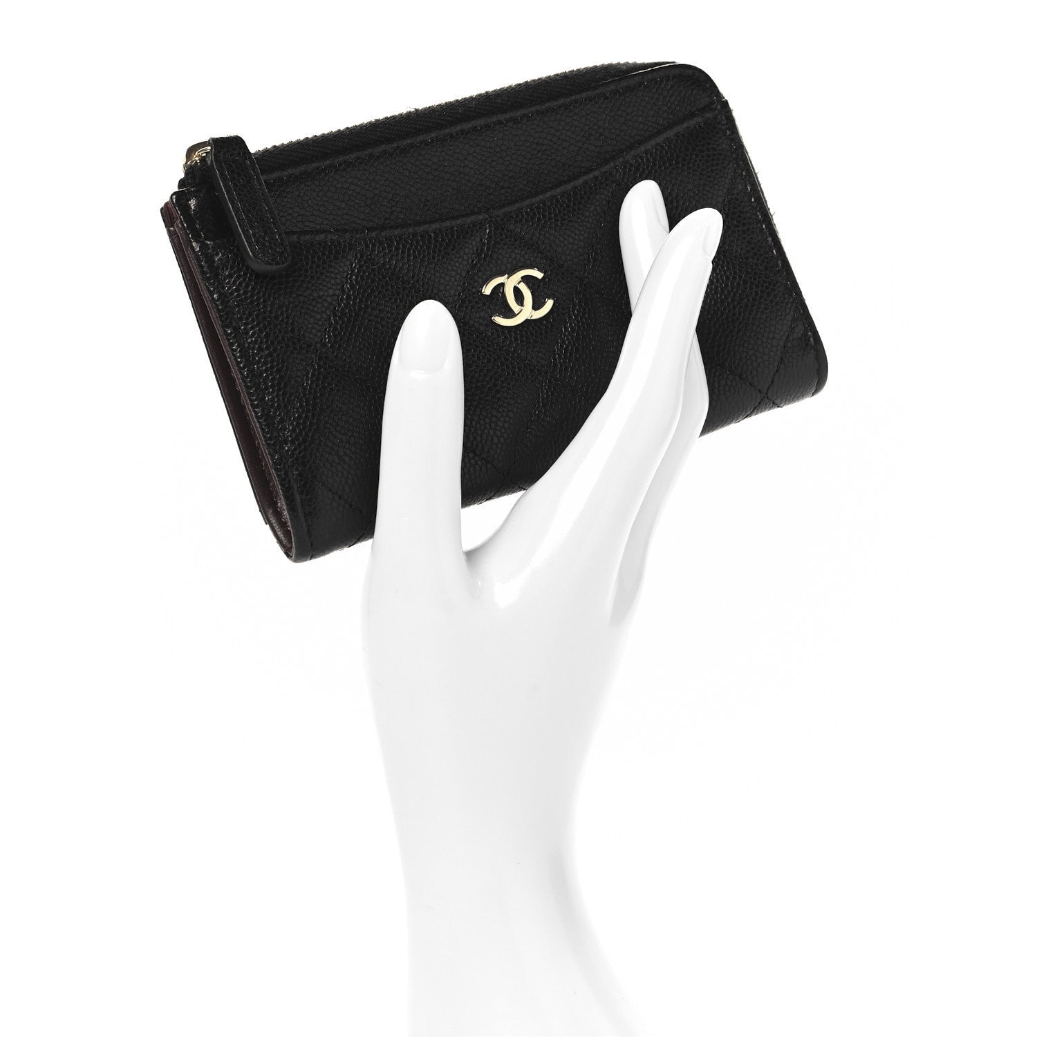 Chanel Caviar Quilted CC Zip Around Card Holder Black 2 of 7