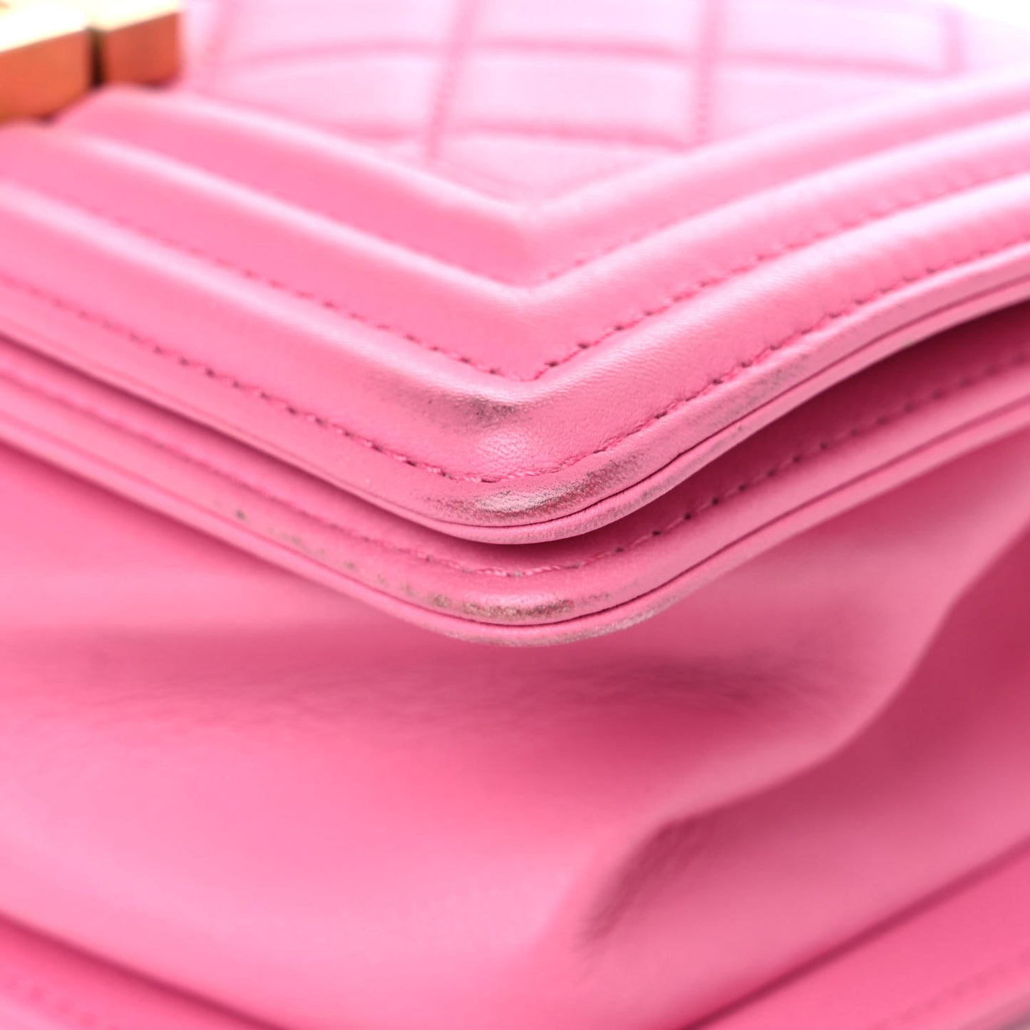Calfskin Quilted Small Boy Flap Pink