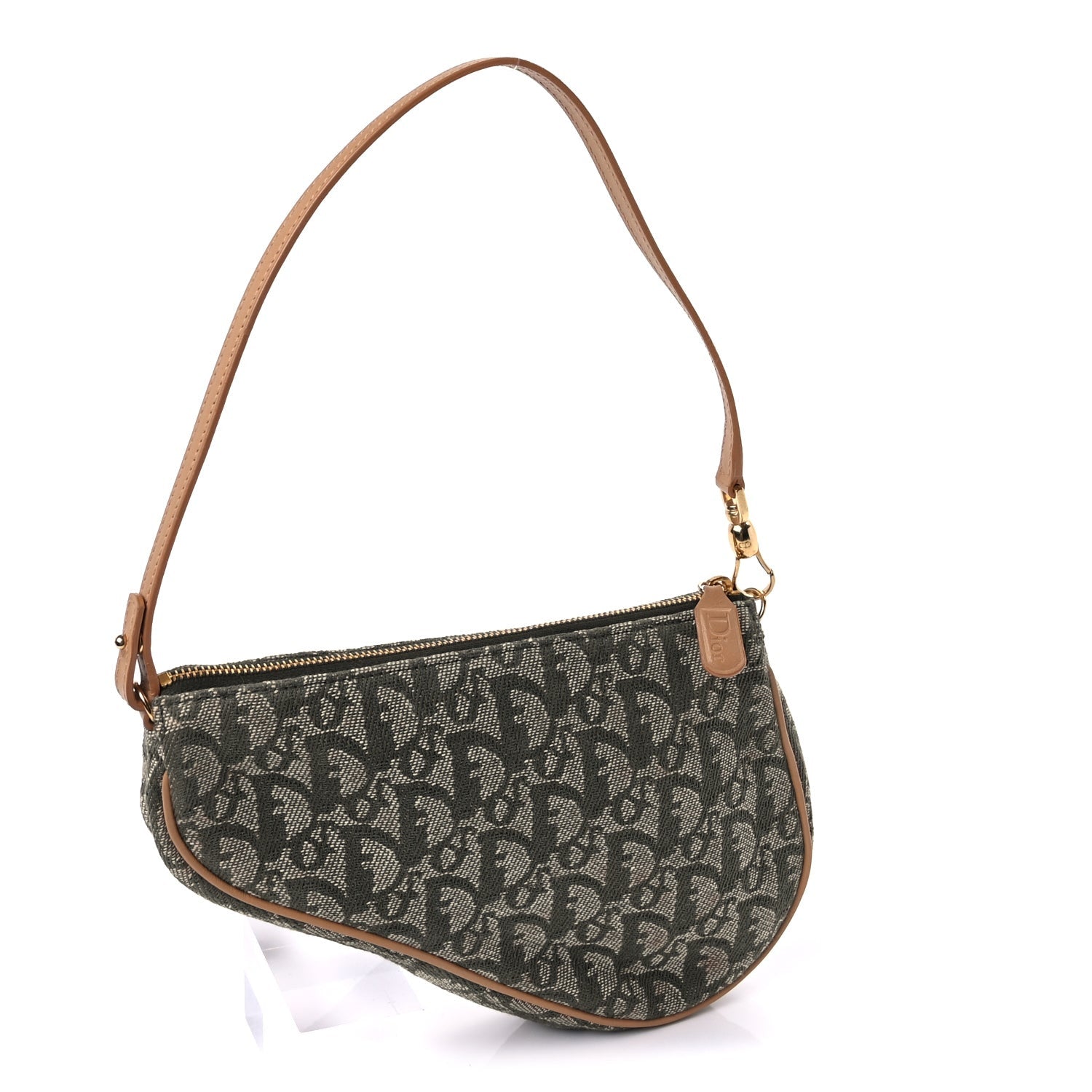 Christian Dior Monogram Mini Saddle Pochette Green 2 of 8