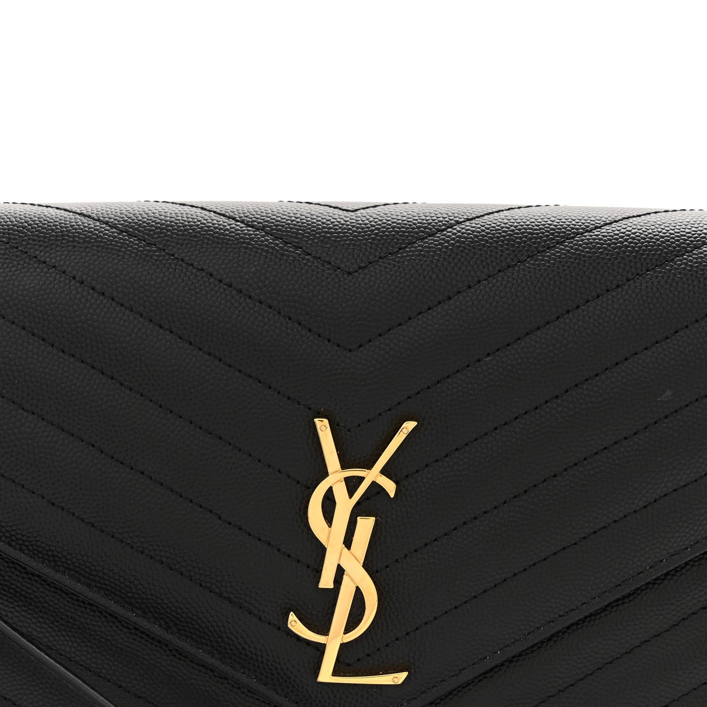 Grain De Poudre Matelasse Chevron Monogram Envelope Clutch Black