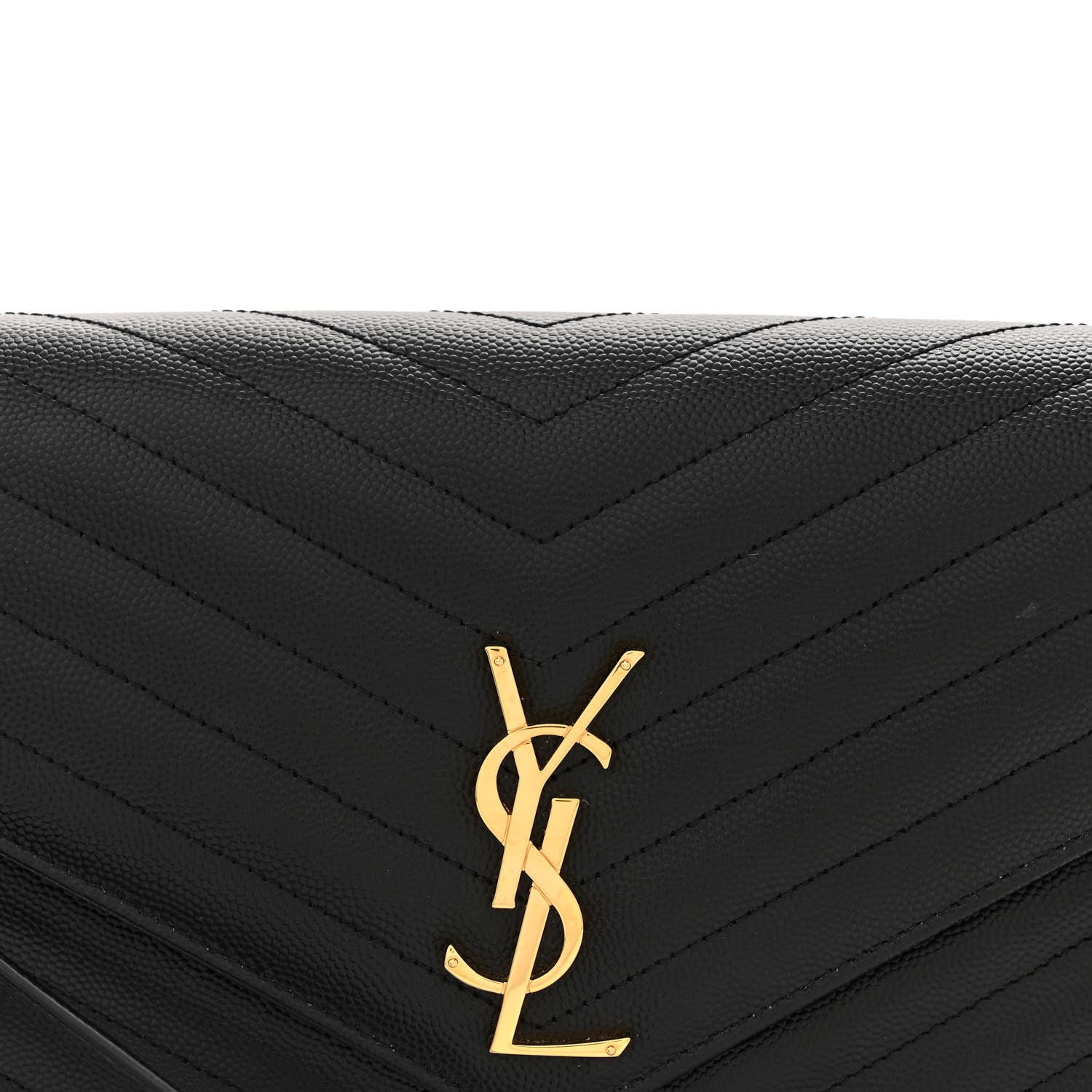 Saint Laurent Grain De Poudre Matelasse Chevron Monogram Envelope Clutch Black 8 of 11