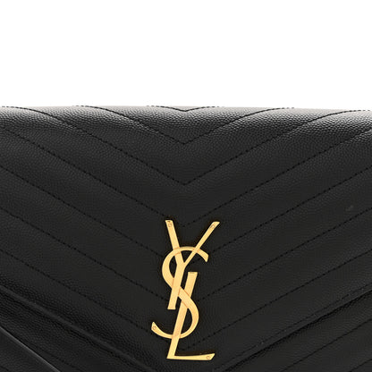 Saint Laurent Grain De Poudre Matelasse Chevron Monogram Envelope Clutch Black 8 of 11