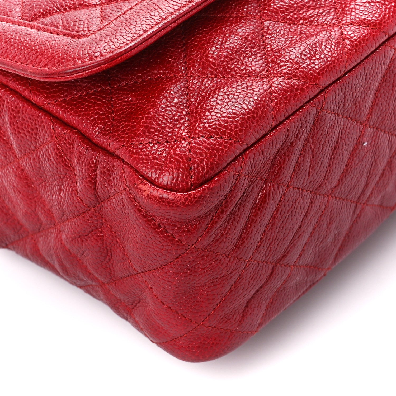 Chanel Crumpled Grained Calfskin Quilted Large Two Tone Flap Bag Red 10 of 13