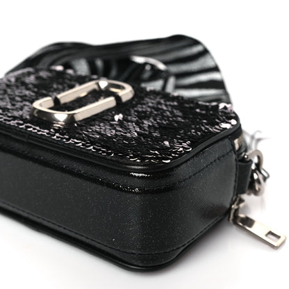 Marc Jacobs Calfskin Sequin Snapshot Camera Bag Black 10 of 10