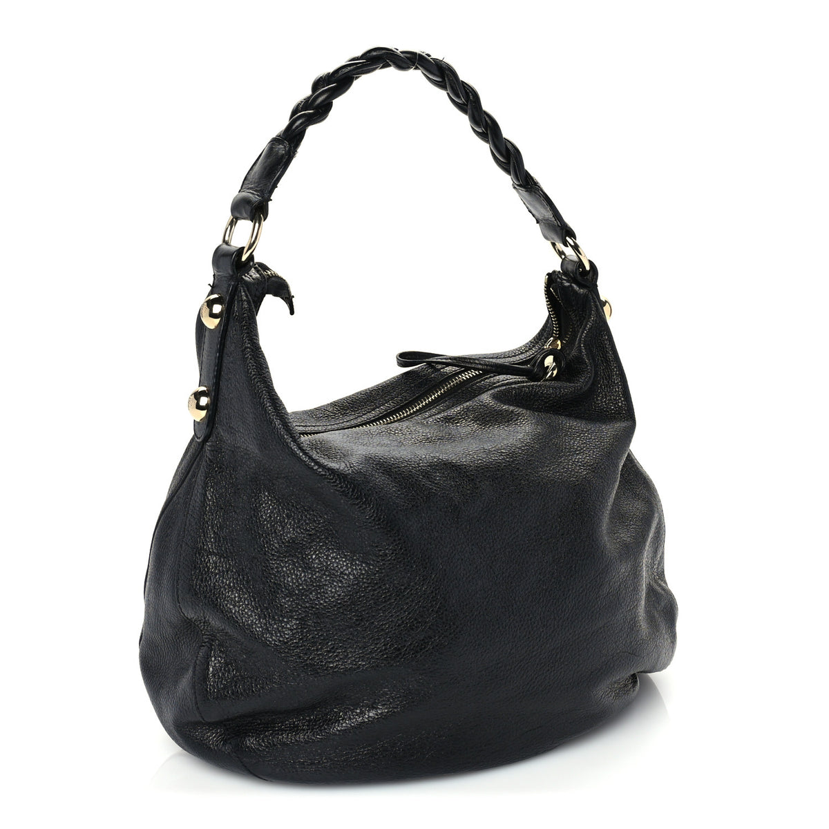 Soft Spongy Pebbled Calfskin Large Daria Hobo Black