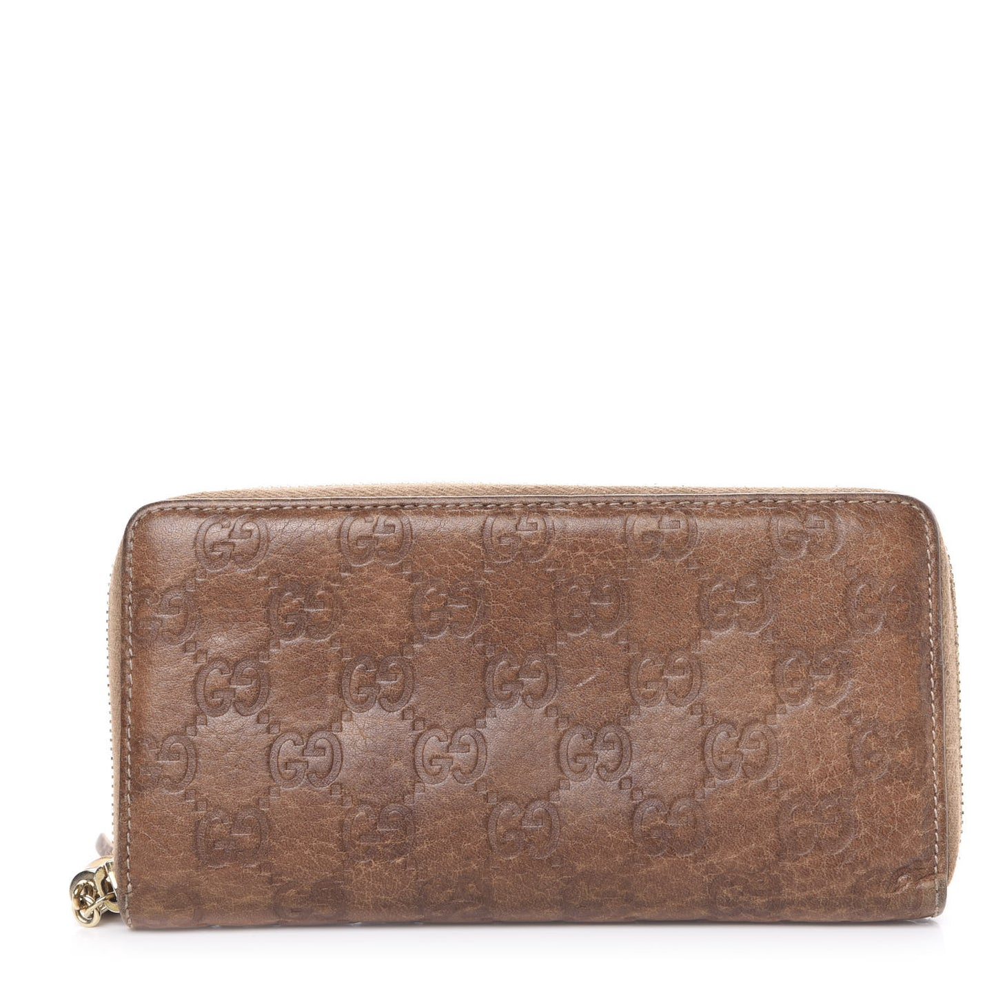 Guccissima Bamboo Tassel Zip Around Wallet Light Brown