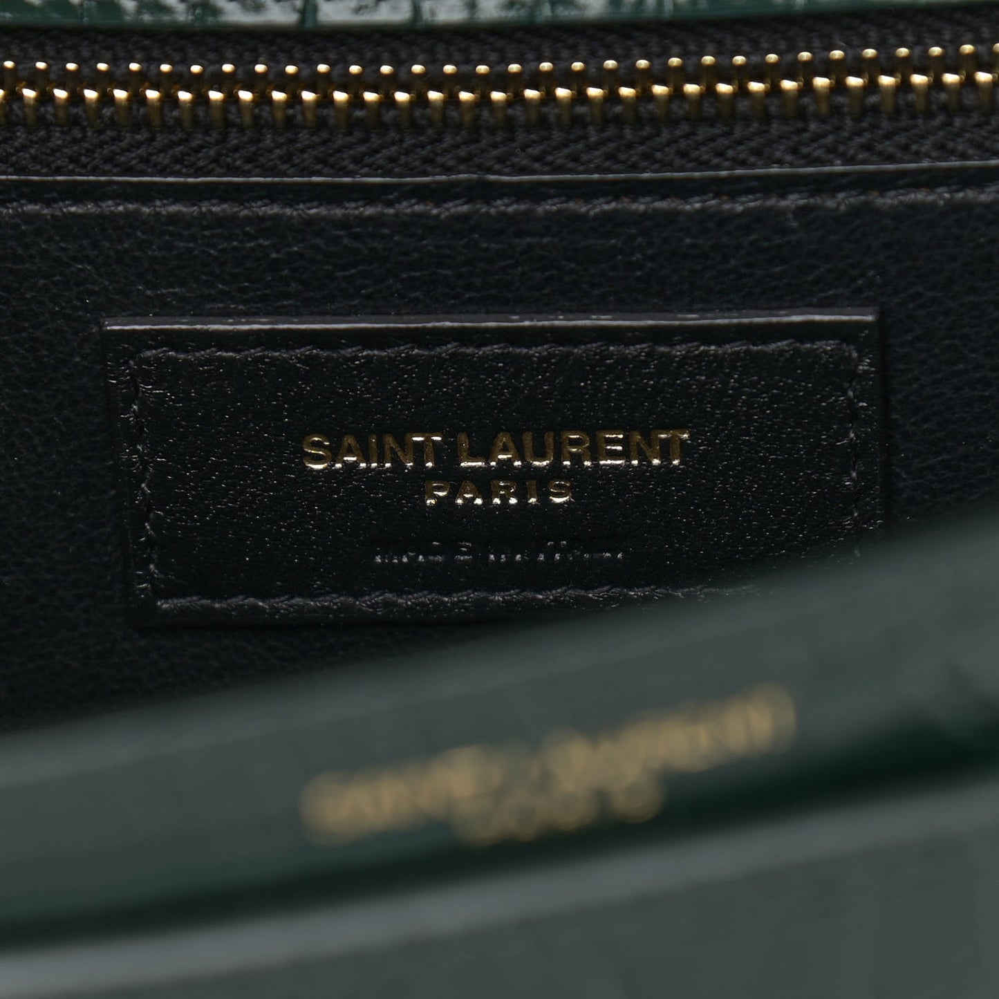 Calfskin Crocodile Embossed Monogram Cassandra Clasp Bag Dark Mint