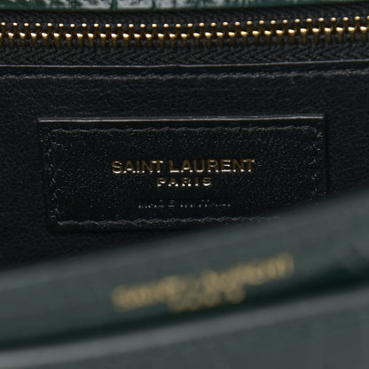 Saint Laurent Calfskin Crocodile Embossed Monogram Cassandra Clasp Bag Dark Mint 6 of 8