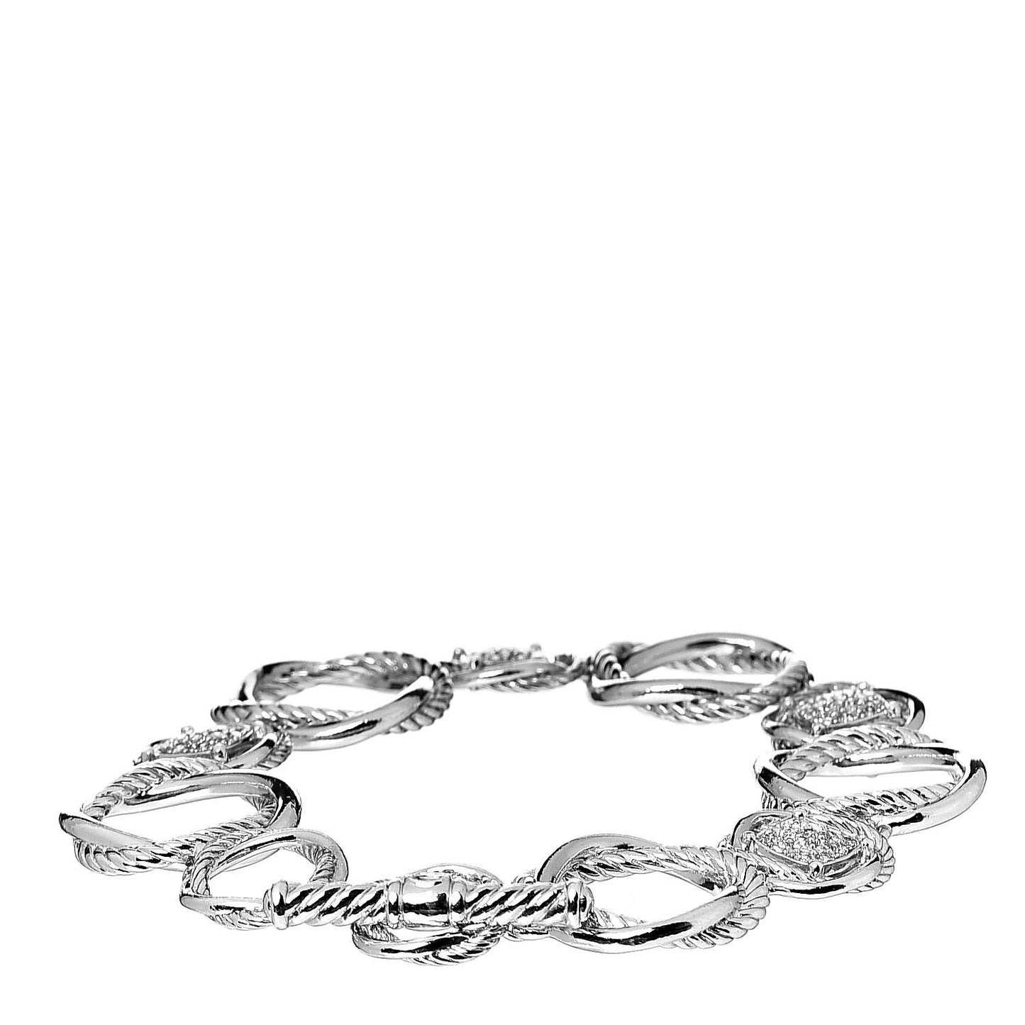 Sterling Silver Diamond Infinity Link Bracelet