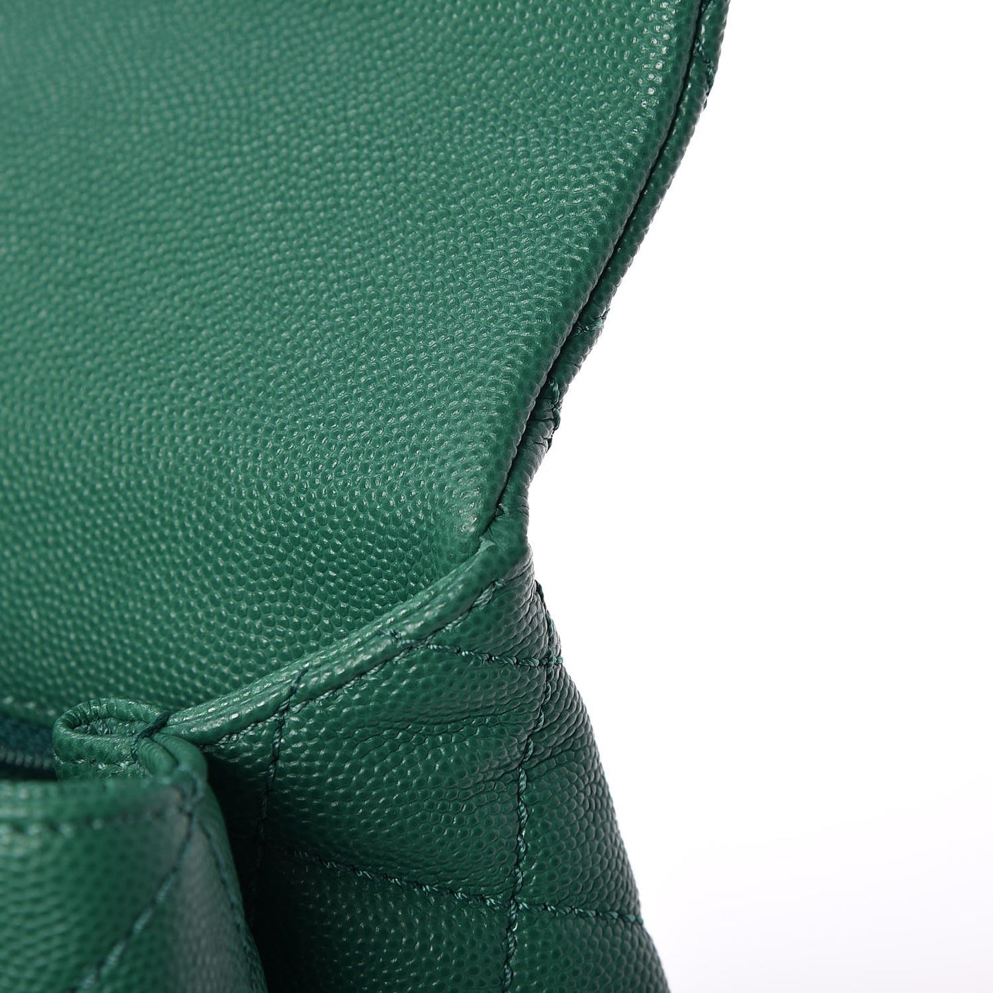 Caviar Quilted Small Coco Handle Flap Green